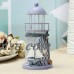 Vintage Mediterranean Style Candlestick Nautical Lighthouse Candelabrum Candle LED Holder Iron House Home Decor Ornament Gifts 14.5x6.6cm   